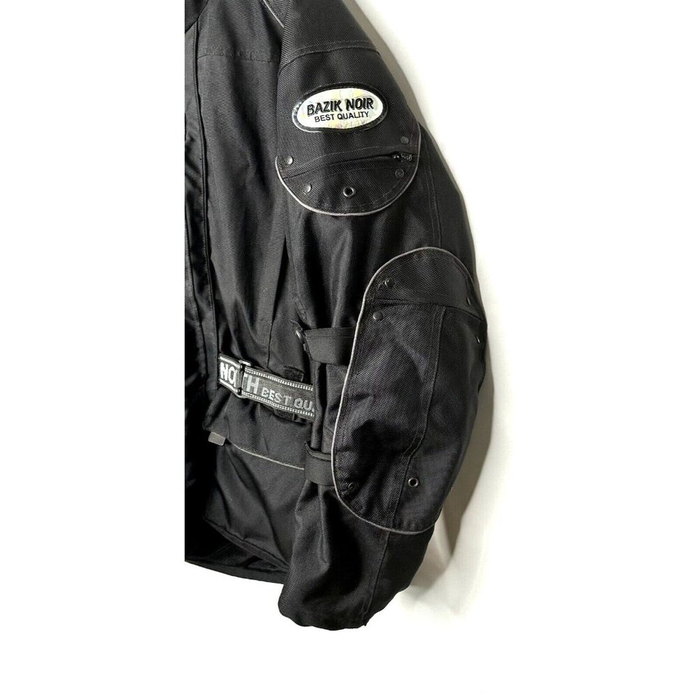 Bazik Noir Mens Moto Riding Jacket MX Scotchlite 3M Reissa Belted Black Size M - Picture 8 of 16